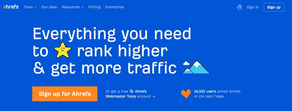Ahrefs' official homepage