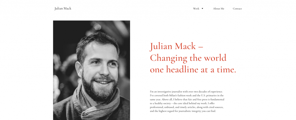 Julian Mack resume website template