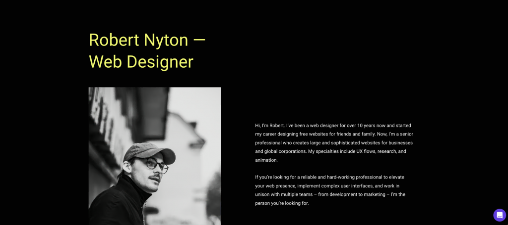 Robert Nyton resume website template