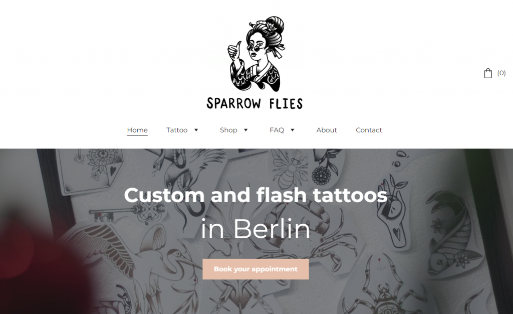 Sparrow flies tattoo's homepage
