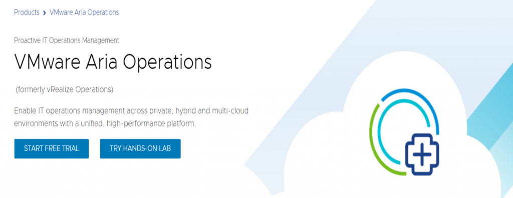 VMware Aria Operations official homepage