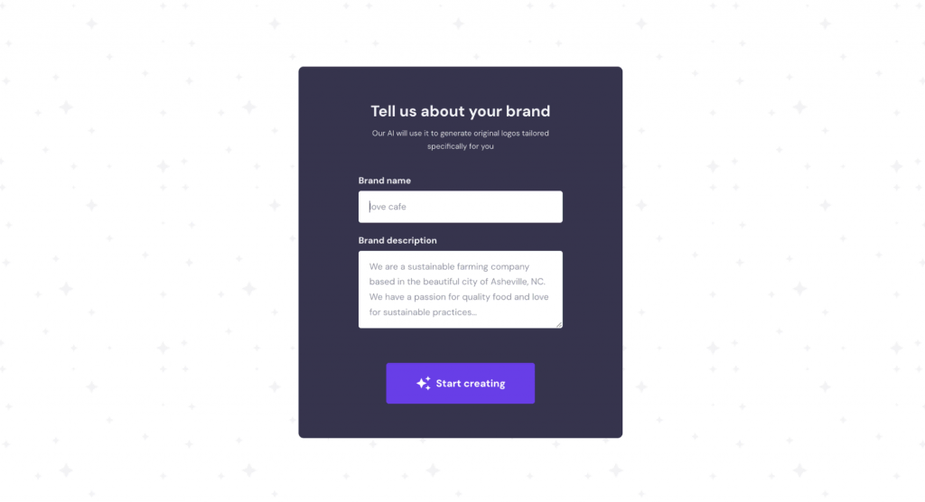 Tell us about your brand screen in the Logo Maker flow