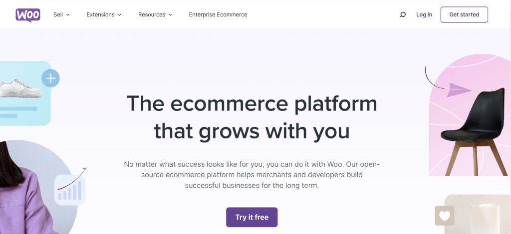 The homepage of WooCommerce