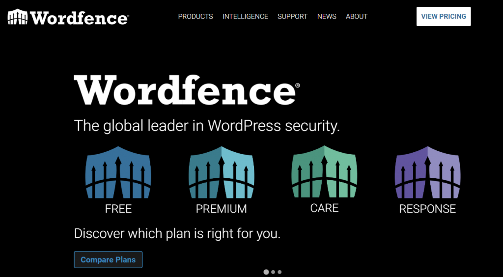 The homepage of Wordfence