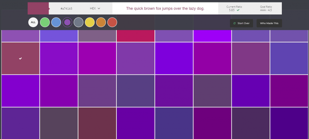Accessible color palette by Color Safe.