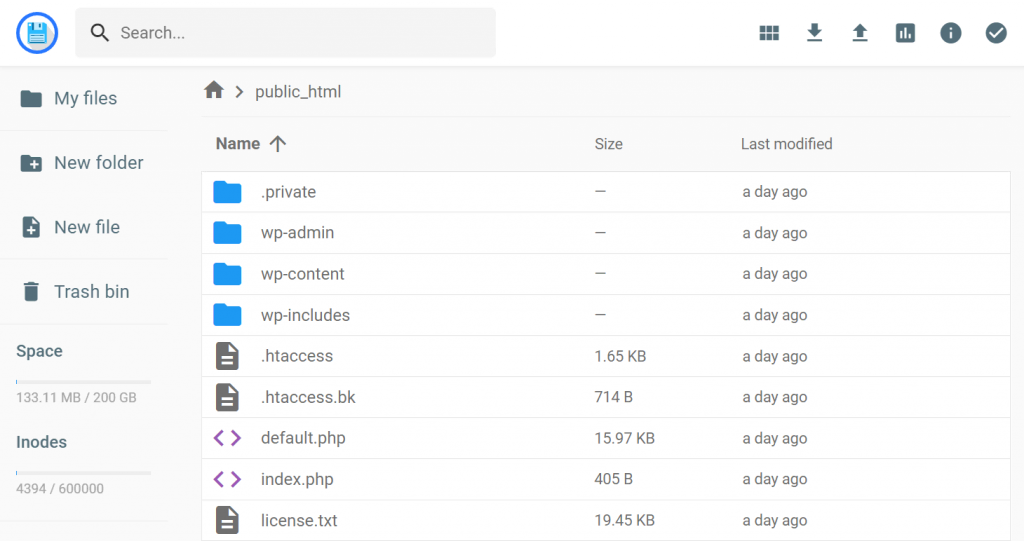 Hostinger File Manager user interface