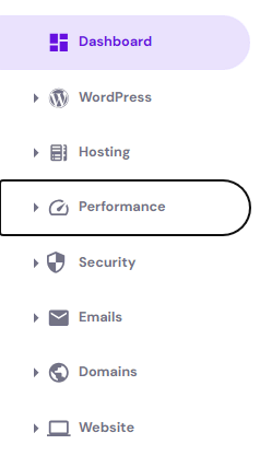 Hostinger hPanel highlighting the focused menu.