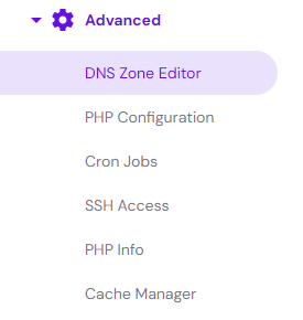 Hostinger's hPanel highlighting DNS Zone Editor