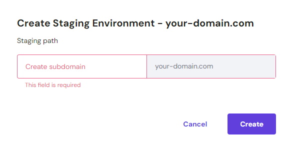 Creating a subdomain for a staging environment in hPanel
