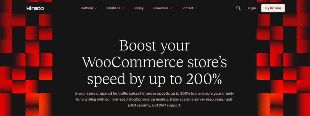Kinsta landing page