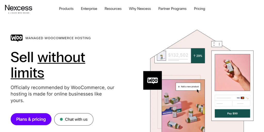 Nexcess' WooCommerce hosting homepage