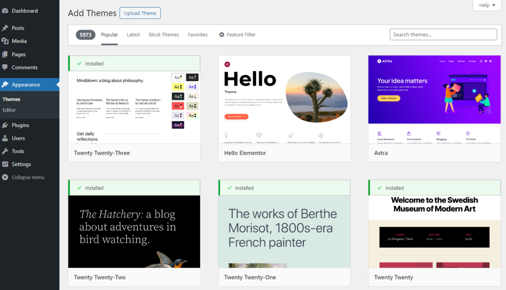 WordPress 主题面板