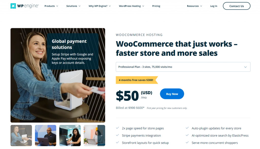WP Engine's WooCommerce hosting homepage