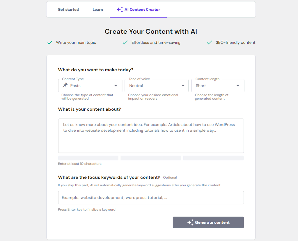 Hostinger WordPress AI Assistant