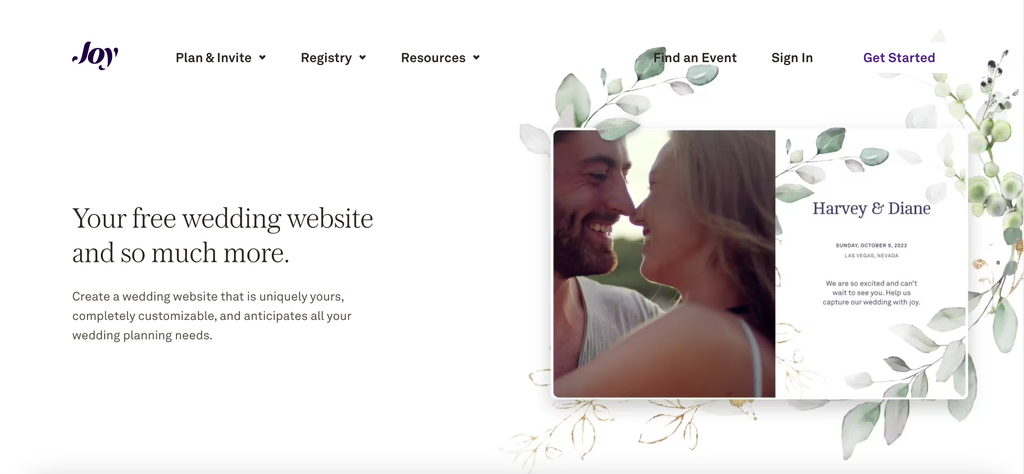 Joy wedding website building tool
