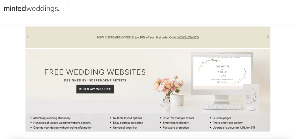Minted wedding website builder