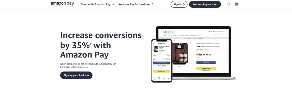 The homepage of Amazon Pay payment gateway