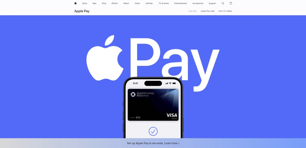 The homepage of Apple Pay payment system