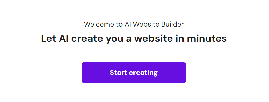The landing page for Hostinger AI Website Builder