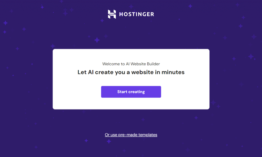 Hostinger Website Builder AI Builder page