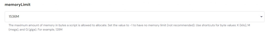 PHP memory limit in hPanel