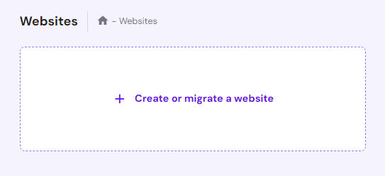 The option to create a new website in hPanel