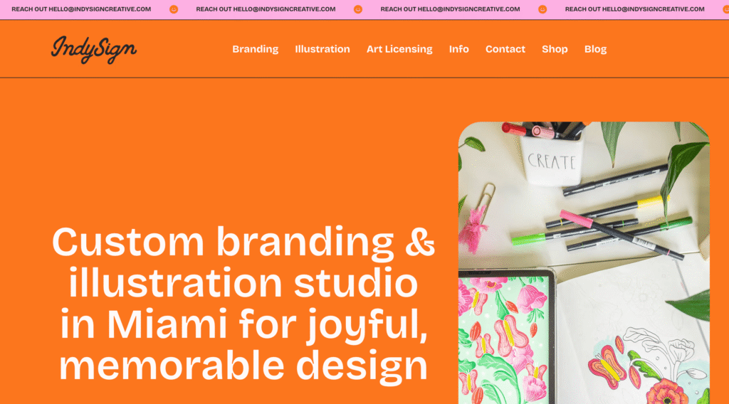 Homepage of IndySign Creative