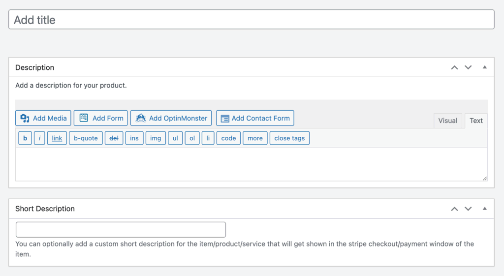 Option to enter product name and description