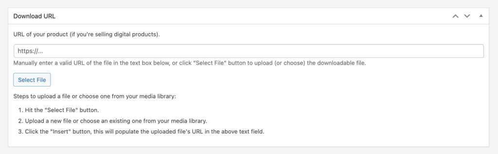 Download URL option for virtual products