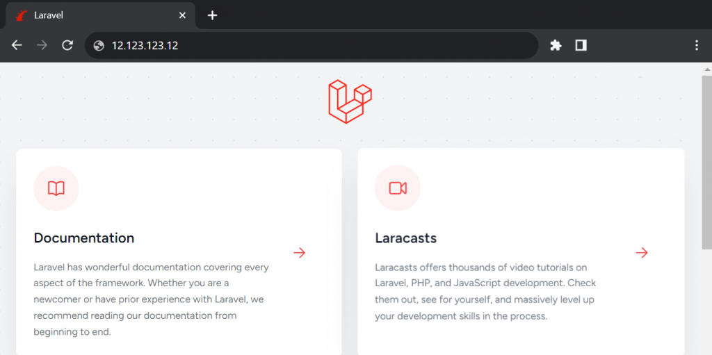 The Laravel welcome page