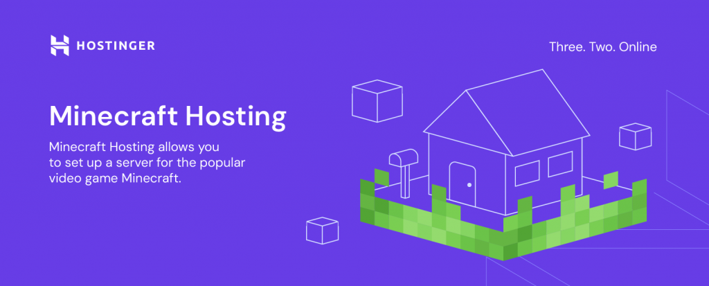 Hostinger's custom visual for minecraft hosting that explains that it lets users set up a server for minecraft.