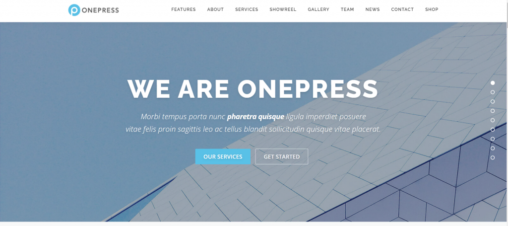 The demo page of OnePress