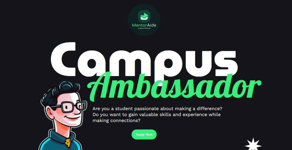Campus Ambassador Mentoraide website homepage