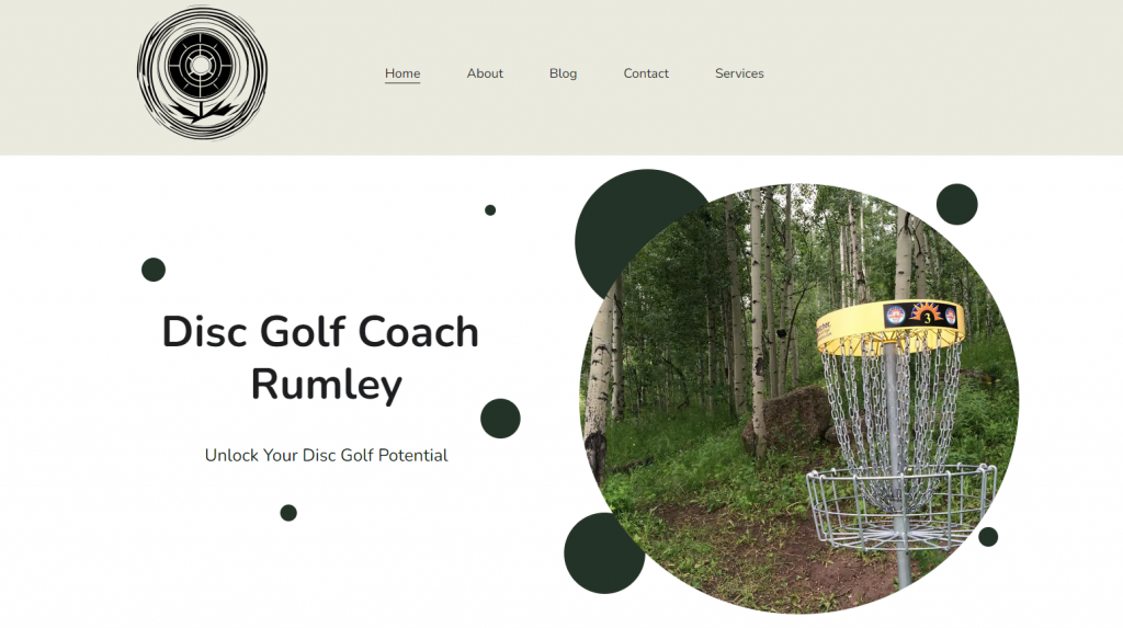 Disc Golf Coach Rumley website homepage