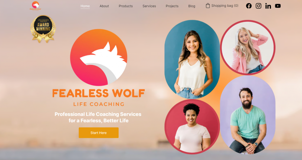 Fearless Wolf Life Coaching website homepage