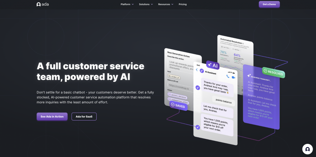 Ada landing page