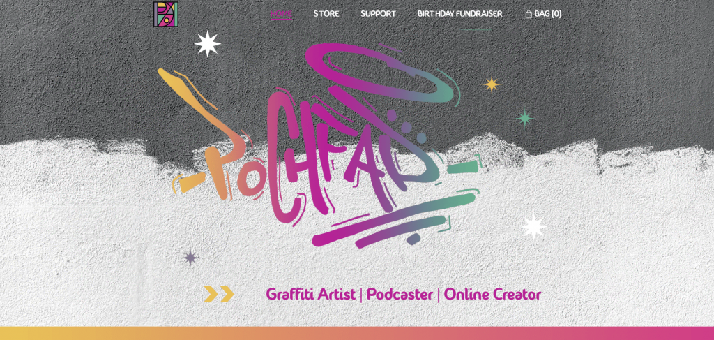 Site web de portfolio Pochfad créé avec le créateur de sites internet de Hostinger