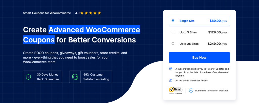 Homepage of Smart Coupons for WooCommerce plugin