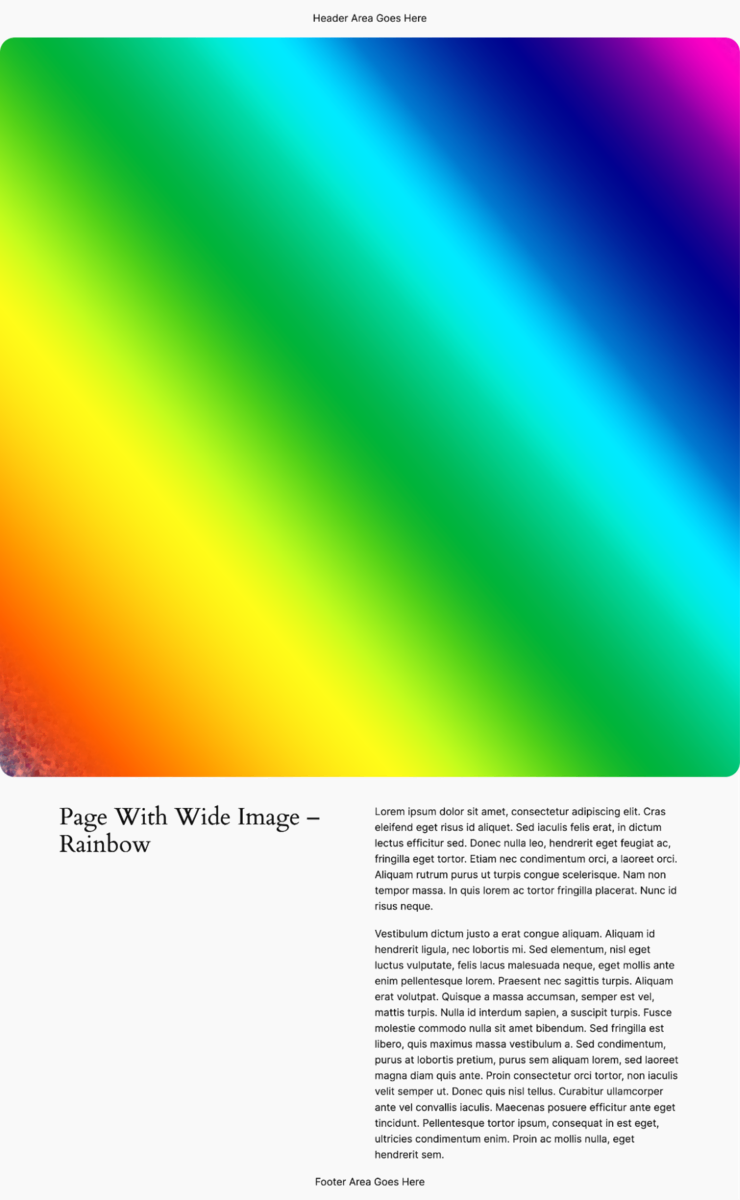 An example of a page with the page with wide image template