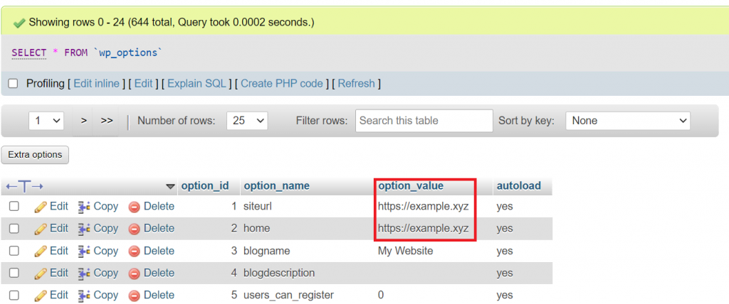 Editing the option_value of the wp_options table on hPanel