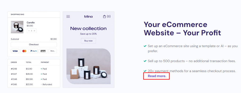 An example of an internal link on a landing page
