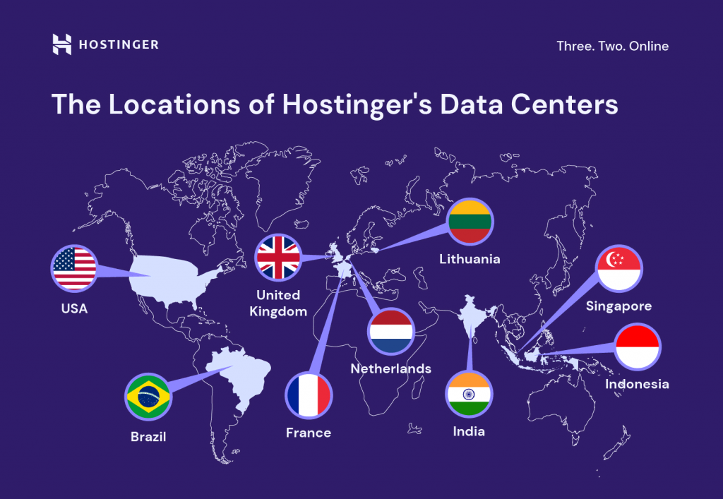 Hostinger's data center locations around the world

