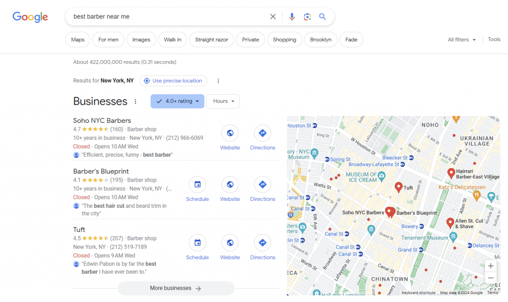 Local business results on SERPs
