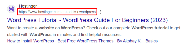 Permalink structure example on Google search result pages