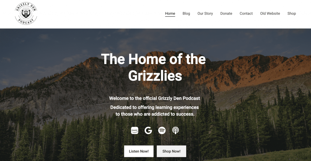 Grizzly Den Podcast homepage