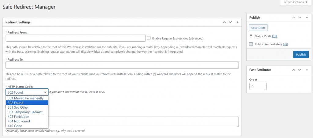 Safe Redirect Manager's interface