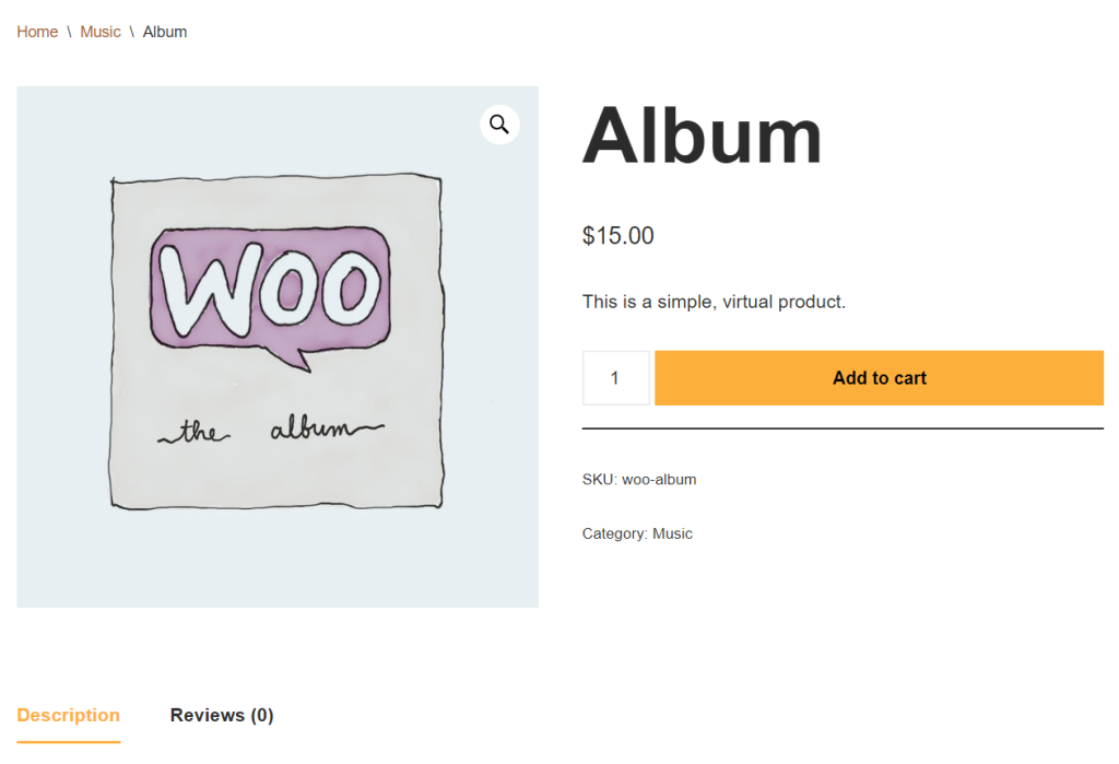 An example of a WooCommerce product.