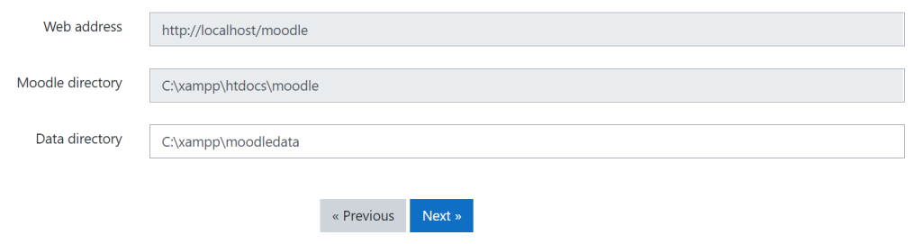 Moodle installation paths page