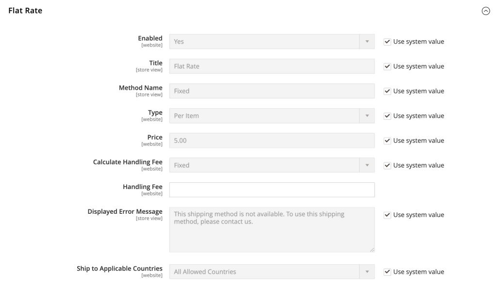 Configuring the flat rate shipping in Magento 2