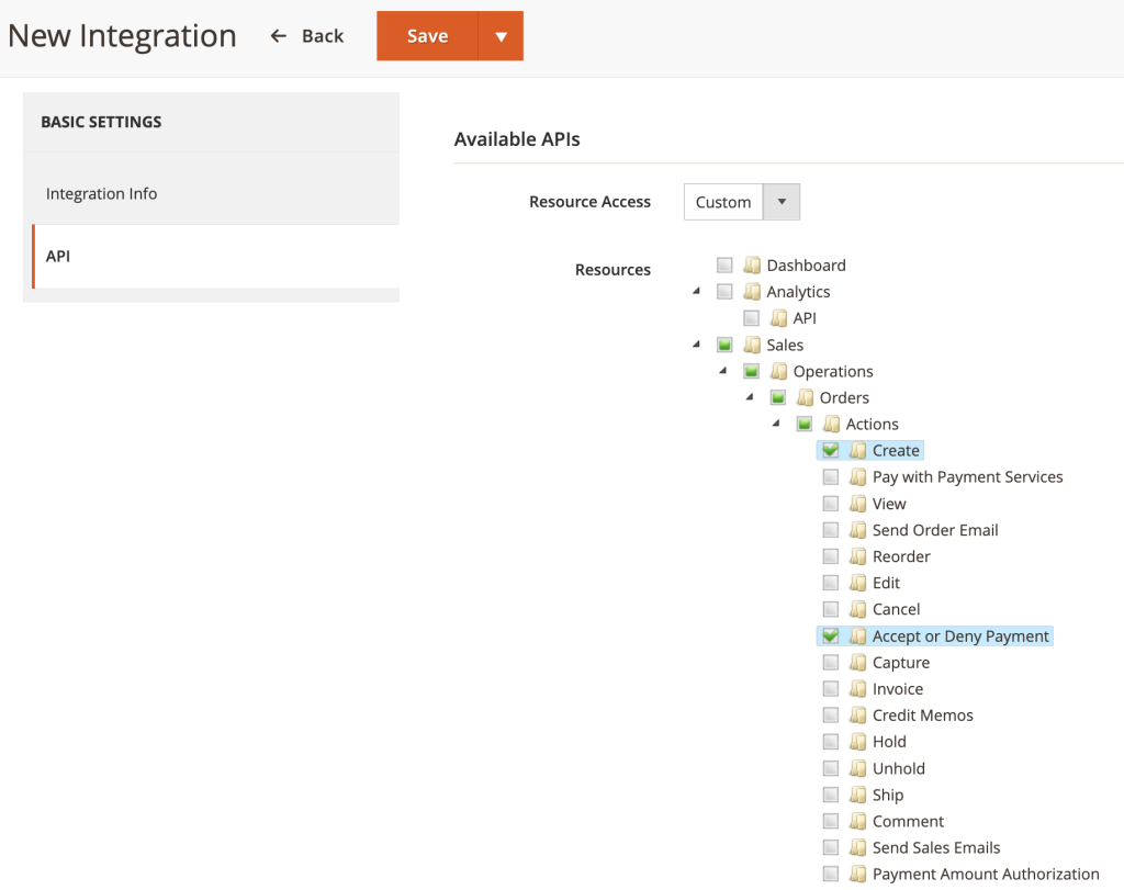 Configuring API permissions in Magento 2